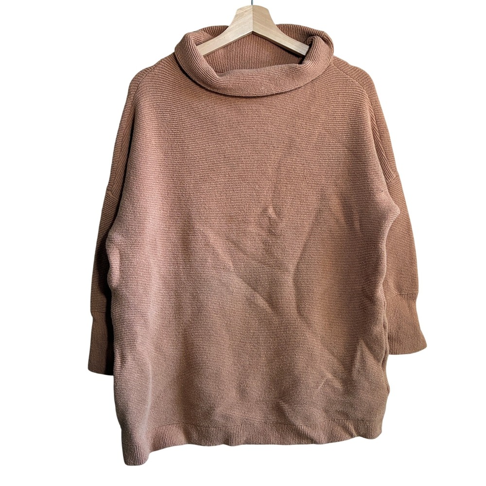 Free People Ottoman Slouchy Tunic Sweater Small Peach Womens Ribbed Knit